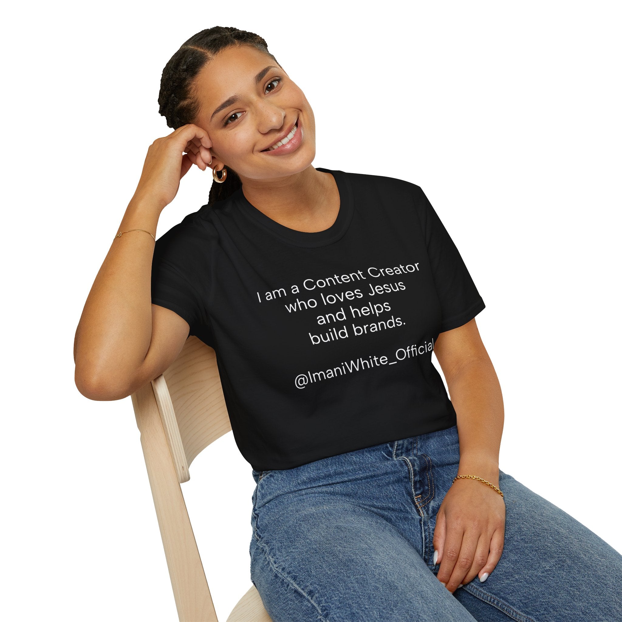 Content Creator Who Loves Jesus T-Shirt — "I am a Content Creator who loves Jesus and helps build brands."