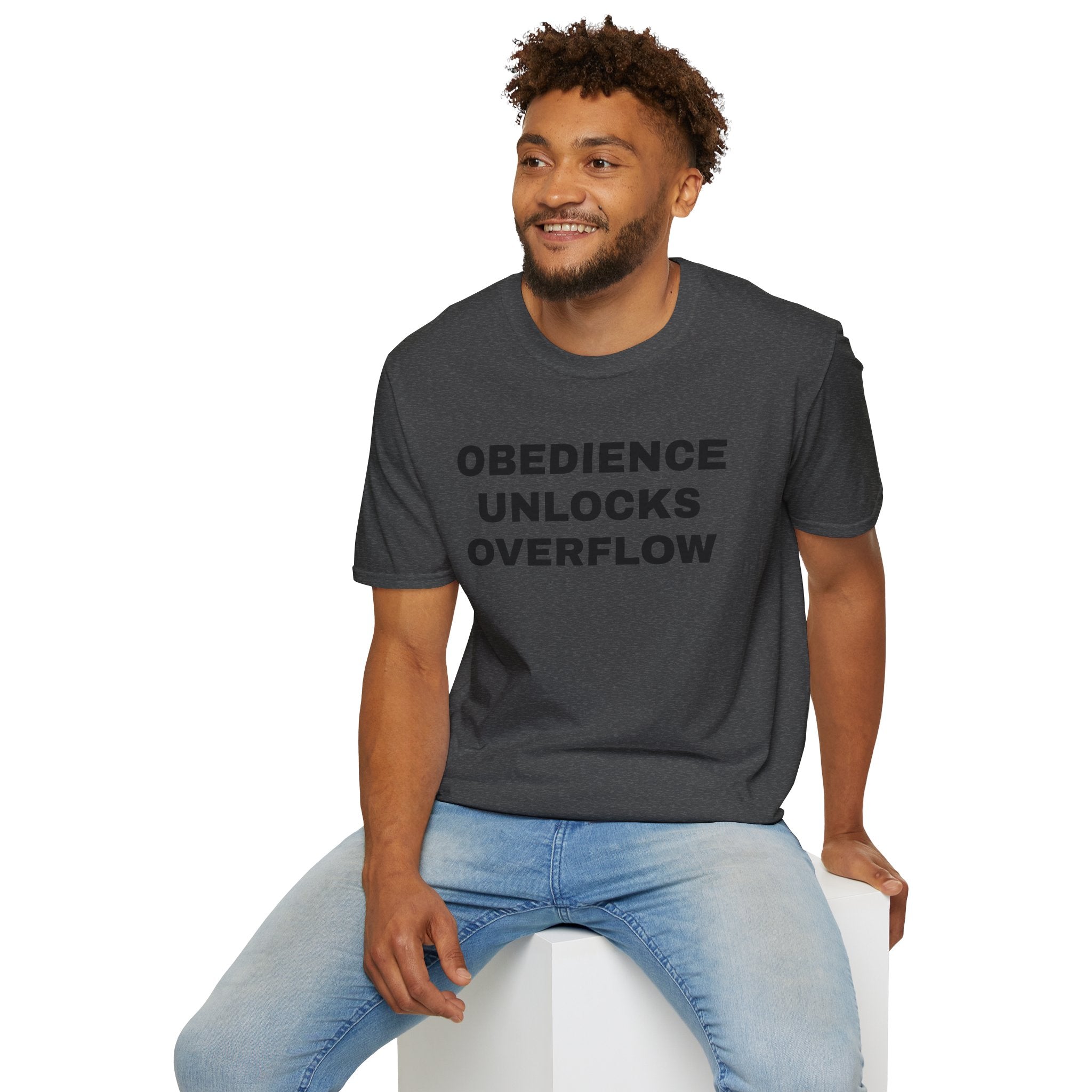 Obedience Unlocks Overflow T-Shirt — Inspirational Faith Message Tee