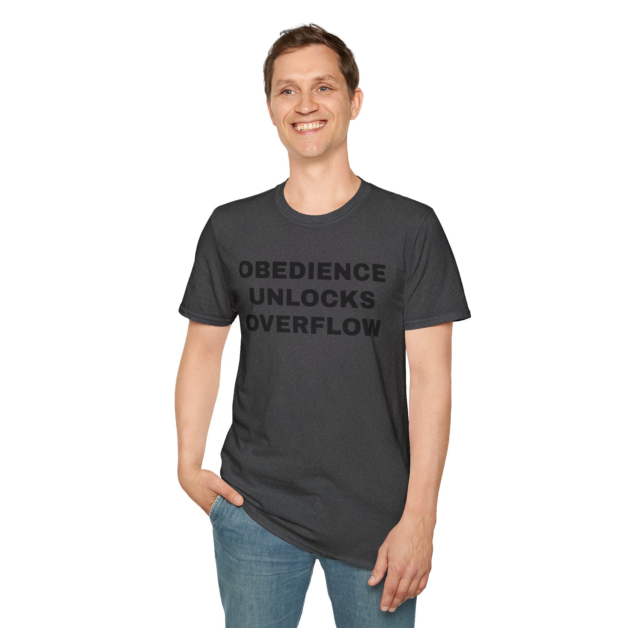 Obedience Unlocks Overflow T-Shirt — Inspirational Faith Message Tee