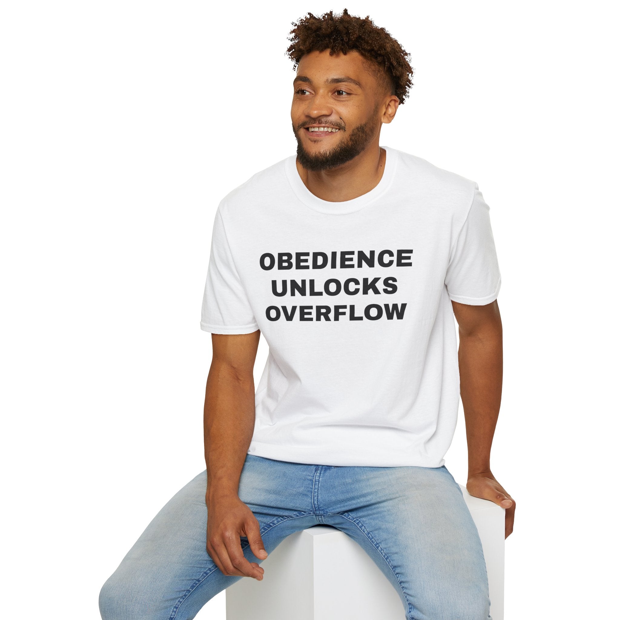 Obedience Unlocks Overflow T-Shirt — Inspirational Faith Message Tee