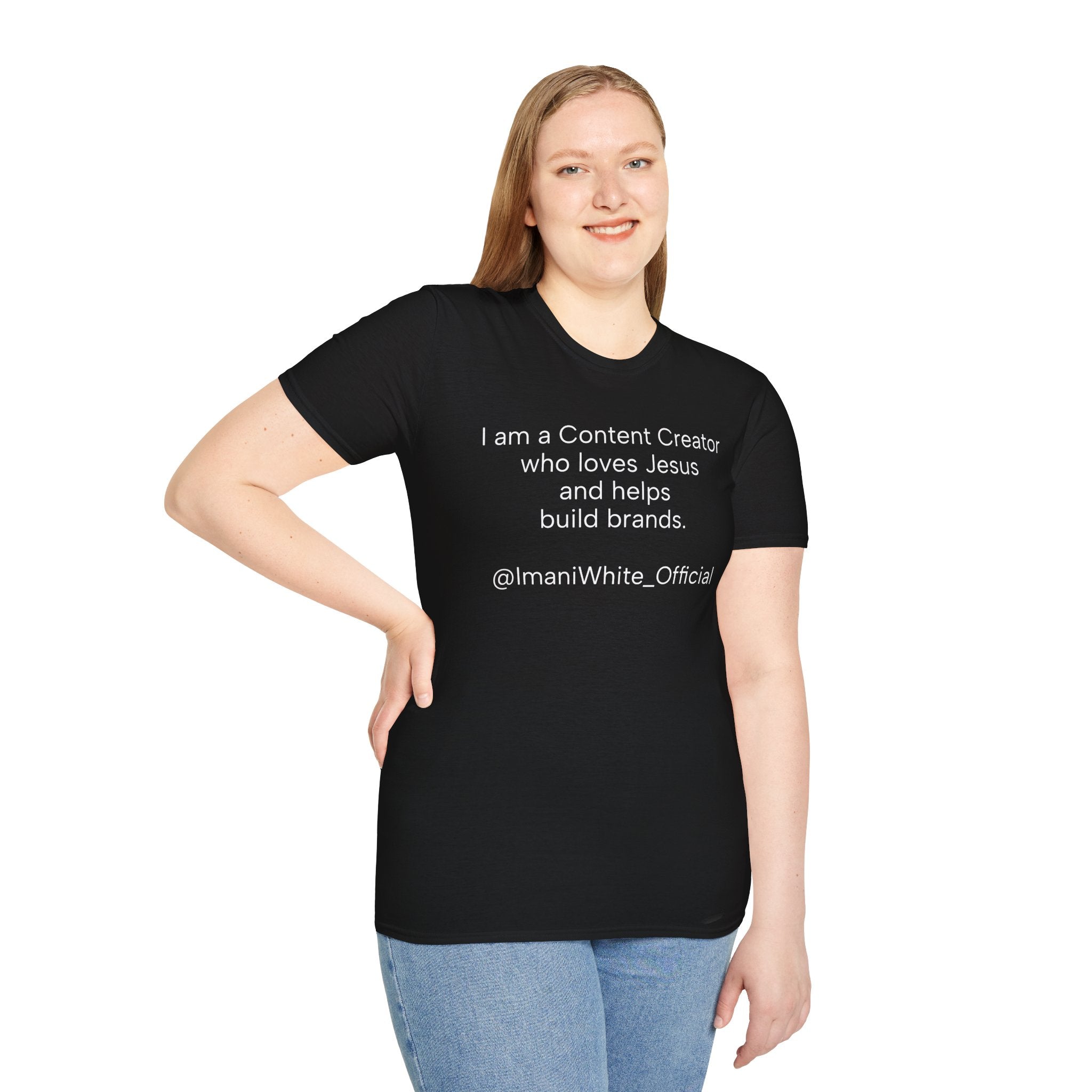 Content Creator Who Loves Jesus T-Shirt — "I am a Content Creator who loves Jesus and helps build brands."